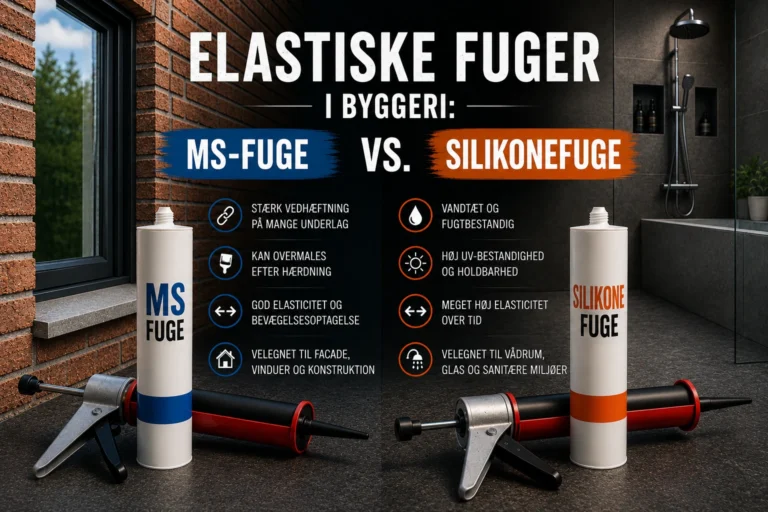 Illustration af forskellen mellem MS-fuge og silikonefuge i moderne byggeri